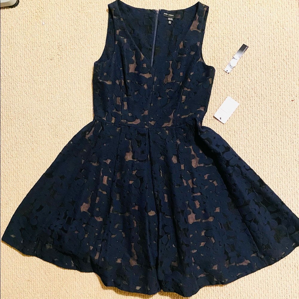 Maggy London Navy lace A-Line Midi